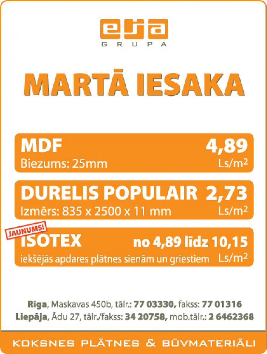autors: EJA Grupa martā iesaka