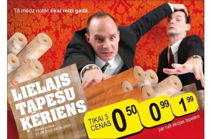 Foto: Apdares un būvmateriālu veikalos Meistars norisinās akcija "Lielais Tapešu ķēriens".; autors: Apdares un būvmateriālu veikalos Meistars norisinās akcija "Lielais Tapešu ķēriens".