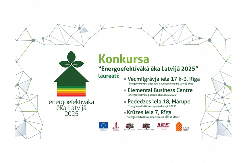 Noslēdzies konkurss “Energoefektīvākā ēka Latvijā 2025” – laureāti no Rīgas un Mārupes