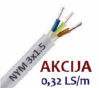 Kabeļu NYM 3x1.5 izpārdošana