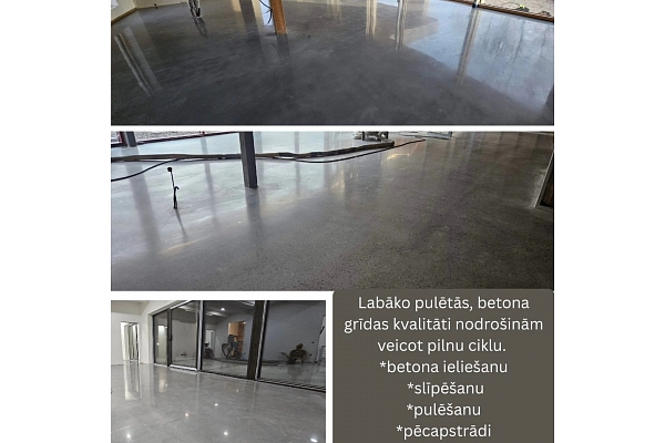 Betona grīdas slīpēšana un pulēšana
