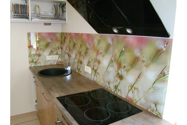 Virtuves stikla panelis ar fotoplēvi “Pļavas ziedi”