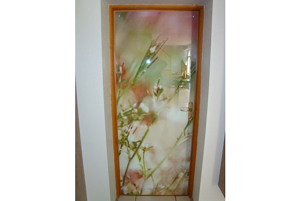 Stikla bīdāmās durvis ar fotoplēvi