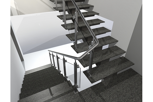 Stikla margas metāla kāpnēm ar elegantu dizainu