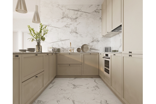 SPC Flizes paneli Gridai Calacatta_Snow_packshot_60x60_SPC-Flooring 2