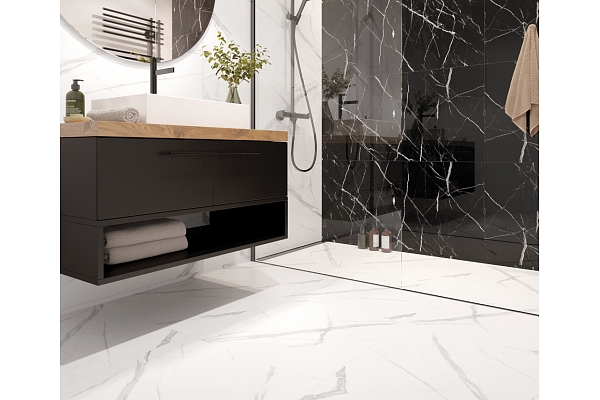 SPC Flizes paneli Gridai Calacatta_White_packshot_60x60_SPC-Flooring 2