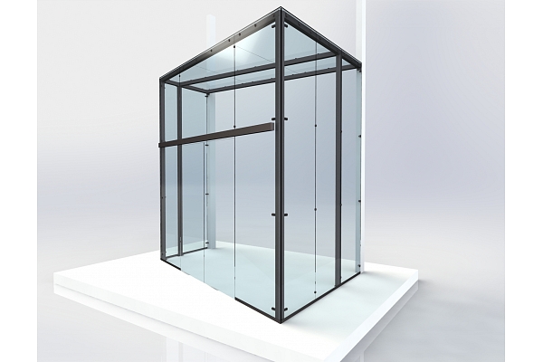 Stiklota metāla konstrukcija modernai ēkai