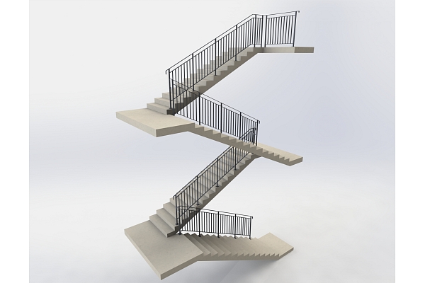 Tērauda margas daudzstāvu ēku kāpņu telpai ar drošības standartiem