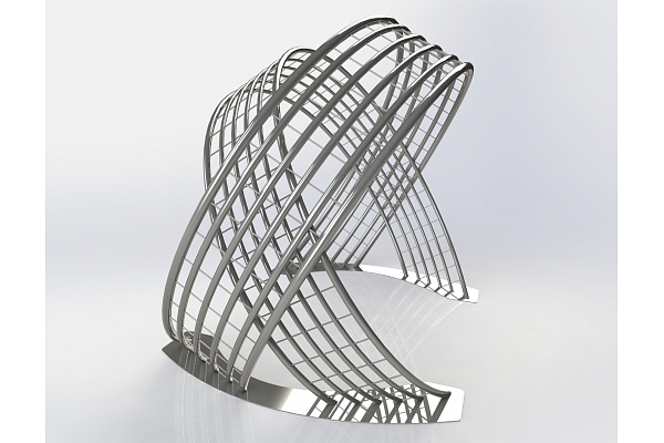 Mākslinieciskais vides objekts no metāla pilsētvidē