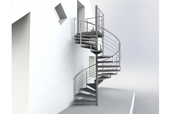 Vītņkāpnes no metāla ar koka pakāpieniem modernā interjerā